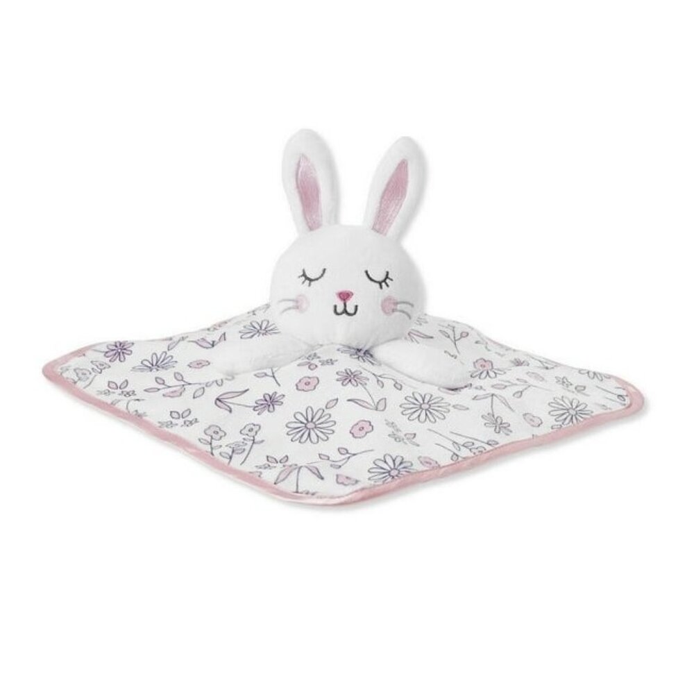 George Baby Bunny Rabbit Security Blanket Lovey White Pink Flowers Lovey New